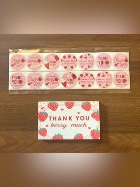 25 Thank You Berry Much Cards w/100 Matching 1” Berry Much Stickers